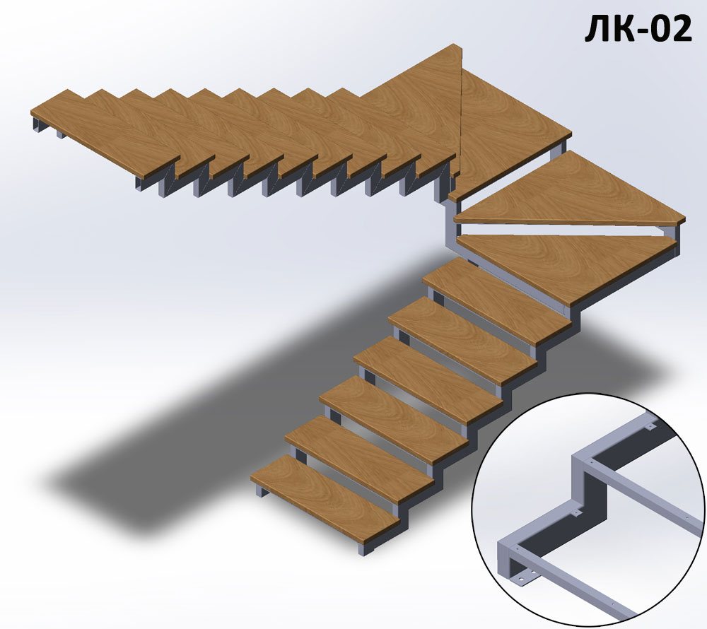 Косоур с забежными ступенями